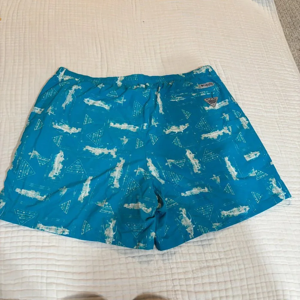 NWT Columbia PFG Blue Fish Print Super Backcast Water Shorts – Men’s XXL‎
